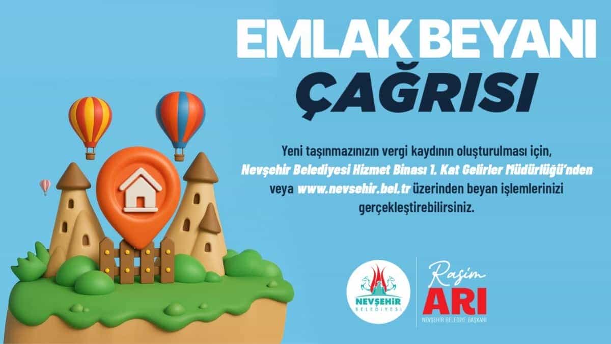 Nevşehir Belediyesi’nden 2026 Emlak Vergisi Beyanı Hatırlatması